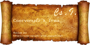 Cservenyák Irma névjegykártya